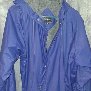 Out brook Women's Cobalt Blue Hooded Fleece Lined Rain Windbreaker